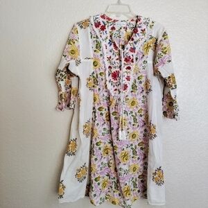 Megan Park cotton floral tassels mini dress sz S